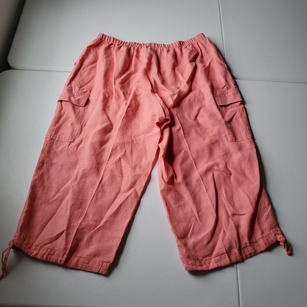 Flax Wide Leg Cargo Pants in Coral Pink - Picture 2 of 9